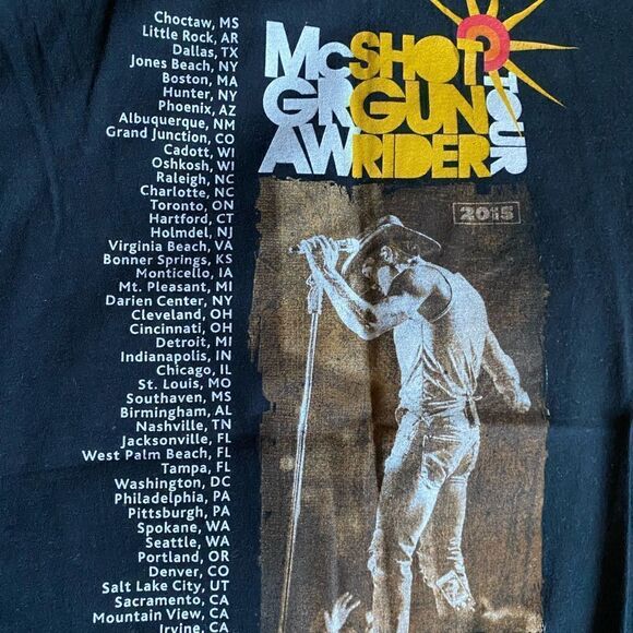 McGraw Shot Gun Rider Tour T-shirt Concert Black Short Sleeve Size Medium - Picture 7 of 7